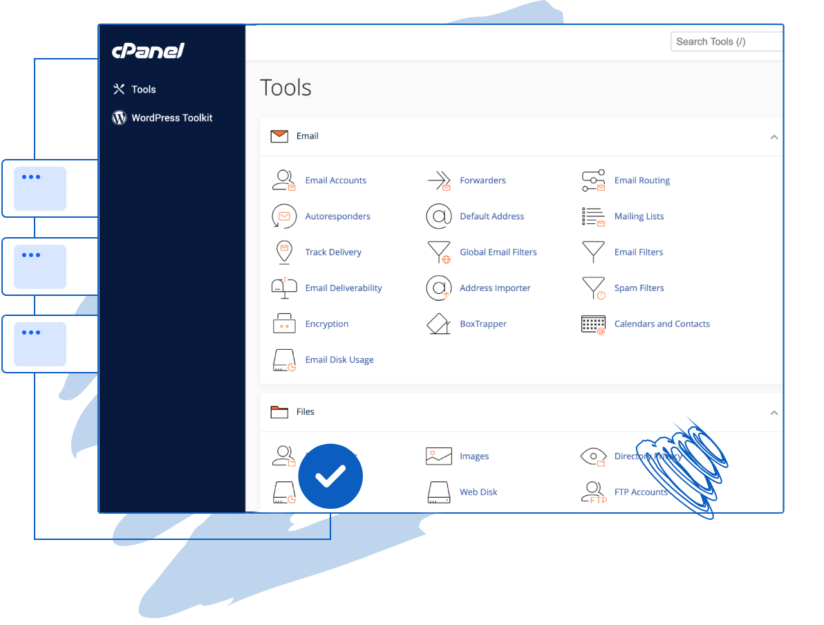 cPanel control panel to manage hosting